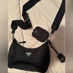 Authentic Prada Re edition nylon bag. Black nylon, purchased at Prada in London.